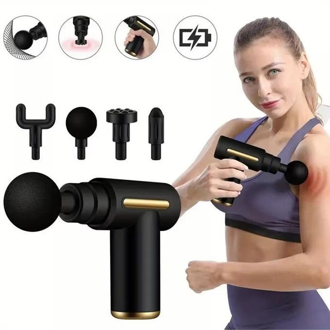 New Massage Gun, Powerful Fascial Gun Portable Deep Tissue Percussion Muscle Back Head Massager for Pain Relief with 4 Massage Heads High-Intensity Vibration Rechargeable Small Massage Gun