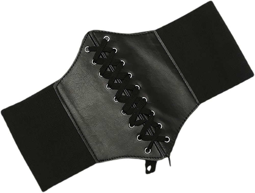 Elastic Wide Corset Belts For Women Waist Belt Female Dress Waistband Big Stretch Belts Corset Belt Wide Elastic Tied Waspie Belts Lace-up Leather Waist Belts Ladies' Fashion Leather Belt Retro Wester