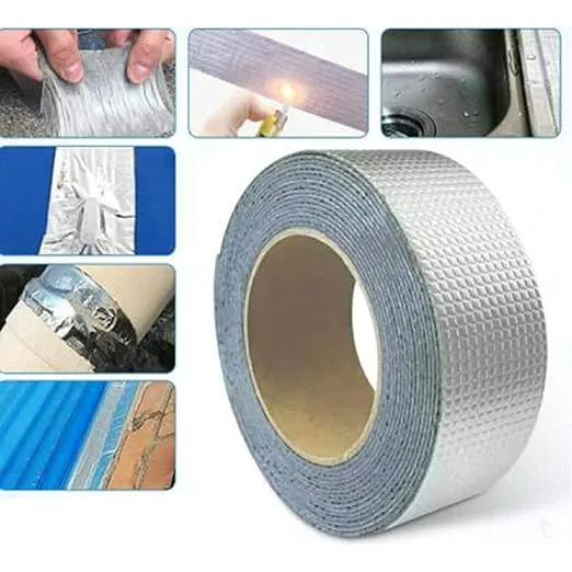 STRONG Butyl Tape Waterproof Tape Aluminum Foil Tape Sealant Tape 50mm x 5m, for RV Repair, Window, Silicone, Boat and Pipe Sealing, Glass & EDPM Rubber Roof Patching Water Tank Roof Pipe Window Seal-
