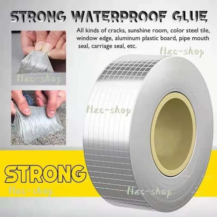 Leakage Repair Aluminum Foil Butyl Tape Adhesive Repair Tape Universal Flex Tape Waterproof House Crack Repair Adhesive Aluminum Foil Tape Waterproofing Water Tank Roof Pipe Window Sealant -