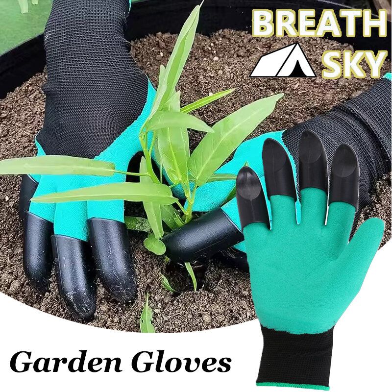 New Gardening Gloves With Claws Breathable Digging Gloves Garden Vegetable Gardening Industry Planting Non-slip Wear-resistant Waterproof Rubber Work Gloves With Claws Cigging Planting Tools -