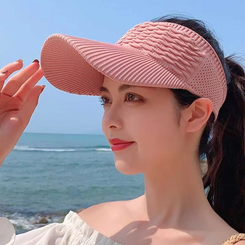 Women's sun hats Breathable sun hat outdoor ladies versatile top less baseball visor empty top hat cap Sun Visor Hat Summer Ladies Cycling Sunshade Outdoor Sports Cap Summer Solid Color Large Brim -