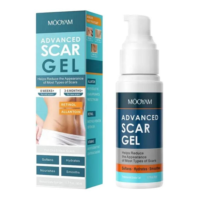 Silicone Scar Gel Scar Cream, Treats Old and New Scars, Stretch Marks Removal Formula Helps from Surgical, Burns, Acne Scar Treatment with Advanced Scar Gel - MOOYAM-