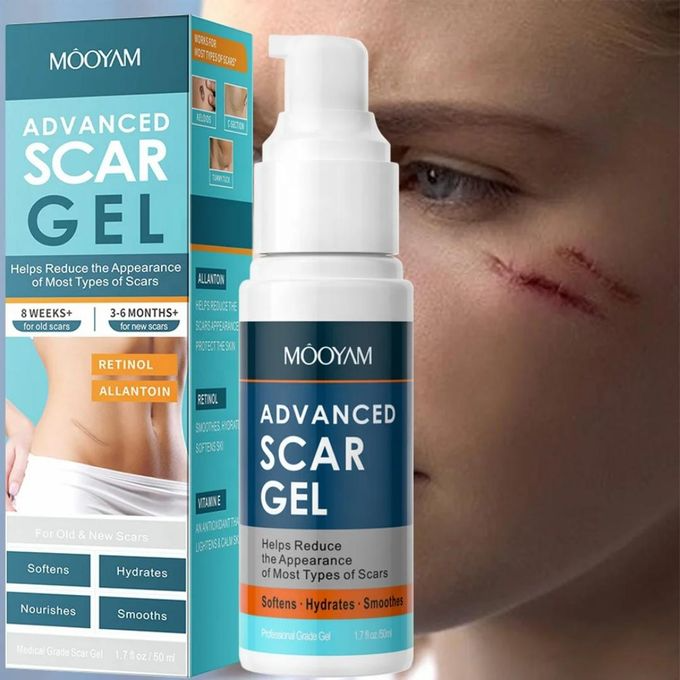 Silicone Scar Gel Scar Cream, Treats Old and New Scars, Stretch Marks Removal Formula Helps from Surgical, Burns, Acne Scar Treatment with Advanced Scar Gel - MOOYAM-