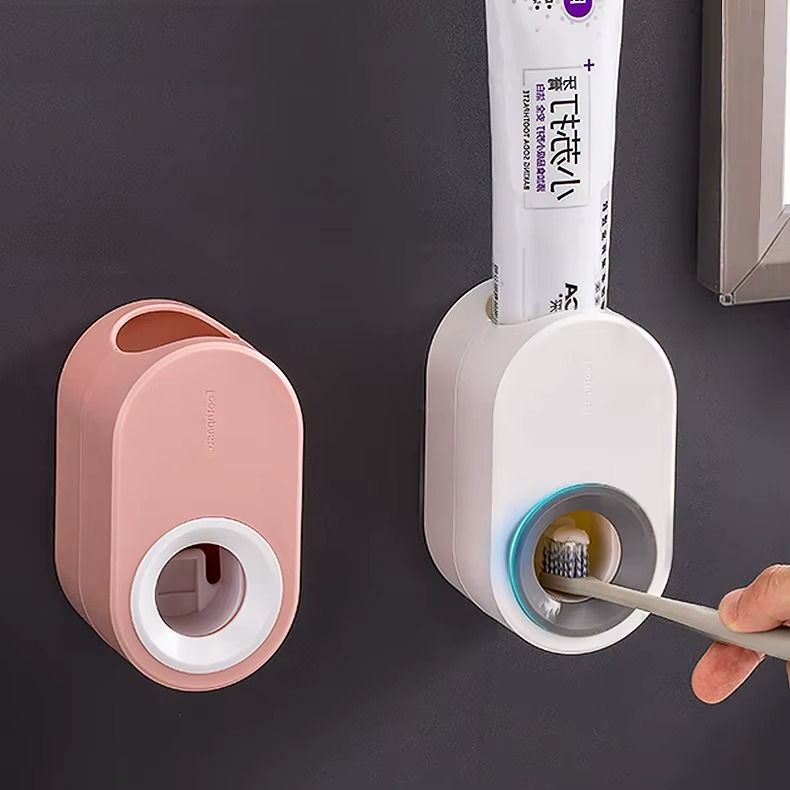 Automatic Toothpaste Dispenser Wall Mounted for Bathroom Toothpaste Squeezer for Kids and Adult No-Drill Wall Mount Easy-Install Holder for Bathroom Accessories -