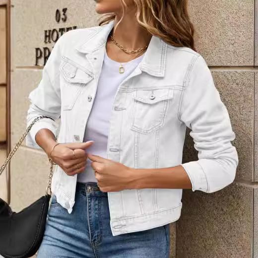 Stylish Slim Fit Lapel Denim Jacket New denim jacket Women's Denim Tops INS Latest Denim Jackets