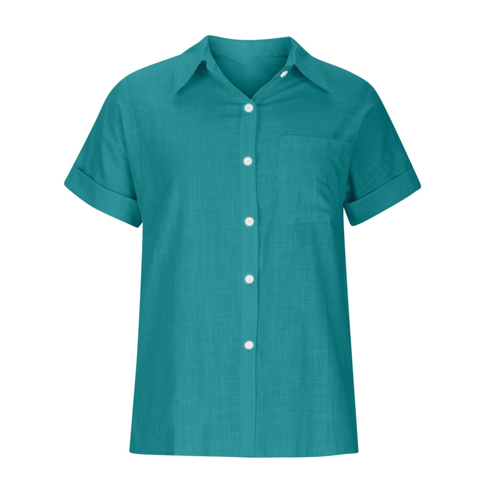 New fashionable women's clothing Solid-color washed cotton shirt Short-sleeved casual loose shirt