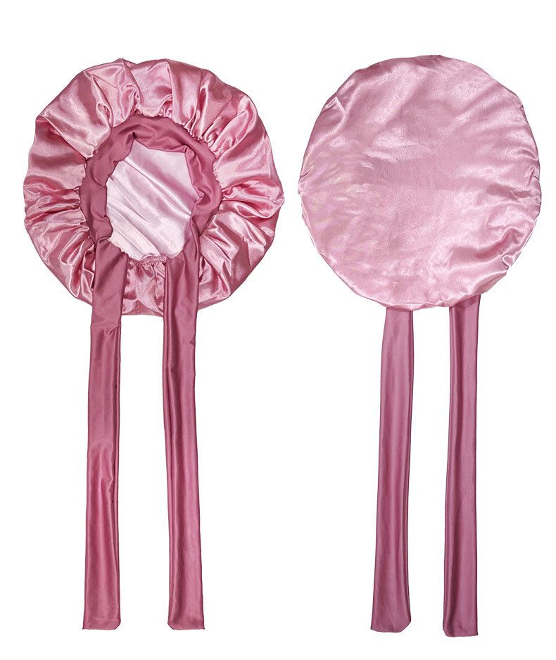 Women's headwraps  and sleeping cap A round cap with a ribbon Bow-shaped faux silk beauty and hair care wide-brimmed hat