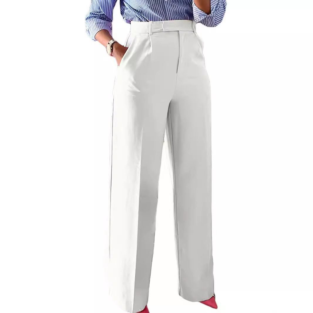 Commuter high-waisted straight-leg pants with a good drape New style women's trousers Wide-leg pants, casual suits, long pants for women