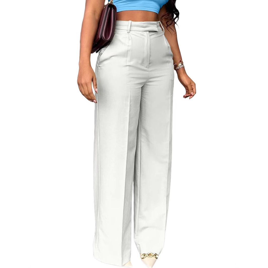 Commuter high-waisted straight-leg pants with a good drape New style women's trousers Wide-leg pants, casual suits, long pants for women