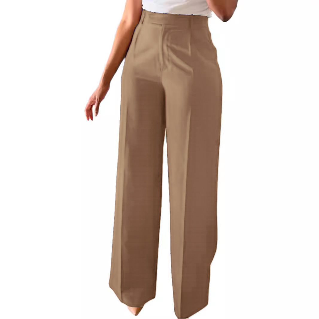 Commuter high-waisted straight-leg pants with a good drape New style women's trousers Wide-leg pants, casual suits, long pants for women