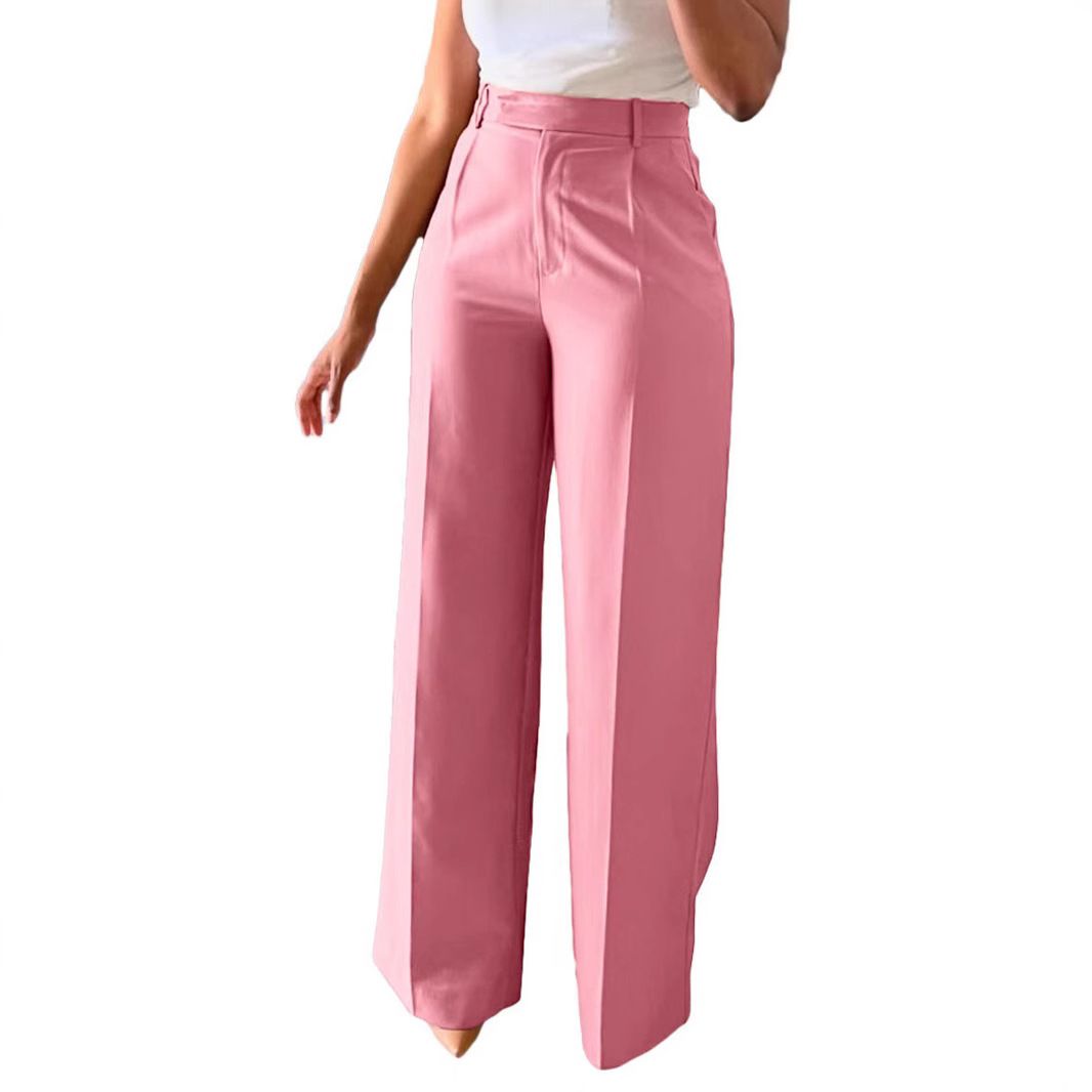 Commuter high-waisted straight-leg pants with a good drape New style women's trousers Wide-leg pants, casual suits, long pants for women