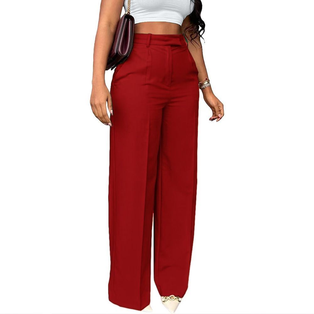 Commuter high-waisted straight-leg pants with a good drape New style women's trousers Wide-leg pants, casual suits, long pants for women