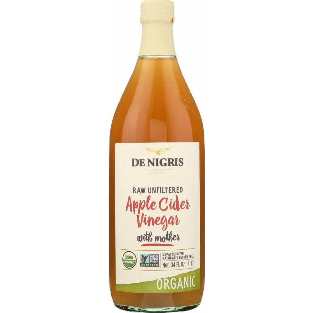 De Nigris Organic Raw Apple Cider Vinegar with the Mother, 1000ml for weight management.