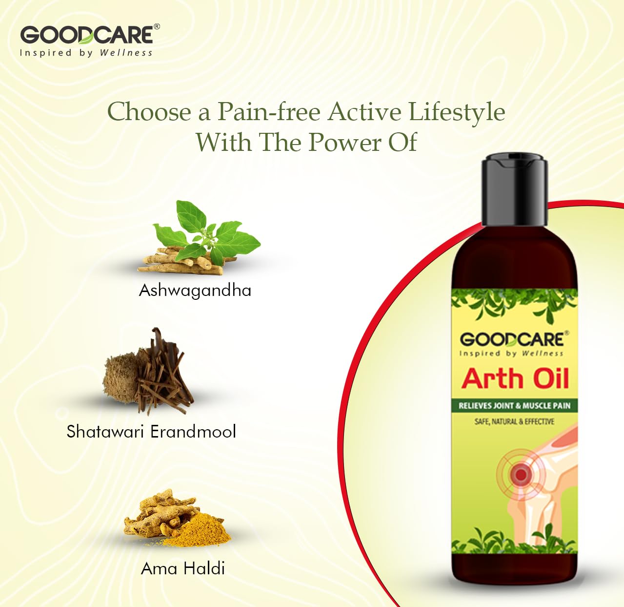 GoodCare Arth Oil Ayurvedic Pain Relief Oil for Arthritis, Muscle Pain, Joint Pain, and Back Pain, With Ama Haldi, Ashwagandha-100ml