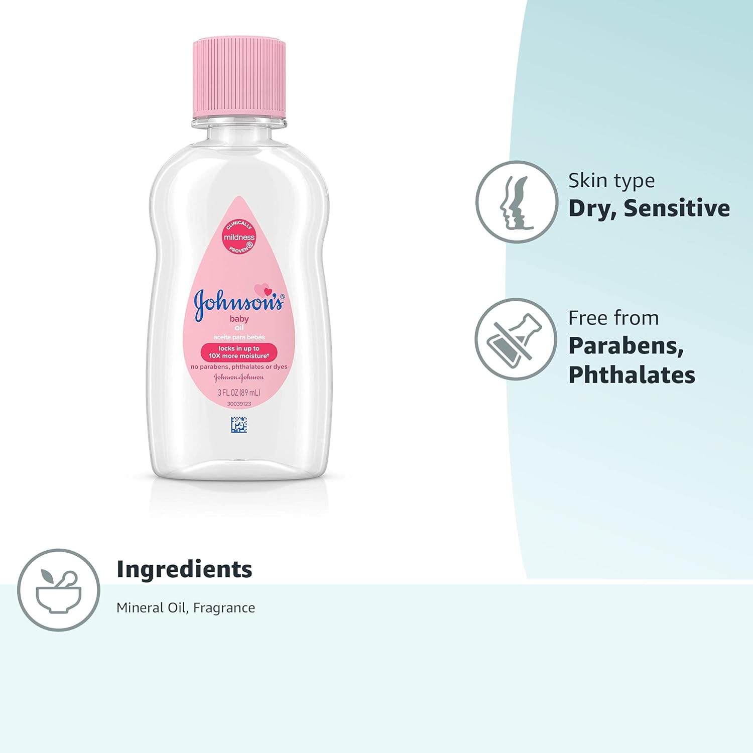 Johnson’s Baby Clinically Proven Mildness Baby Oil 300ml, Gentle Nourishing and Moisturizing Baby Oil, Hypoallergenic.