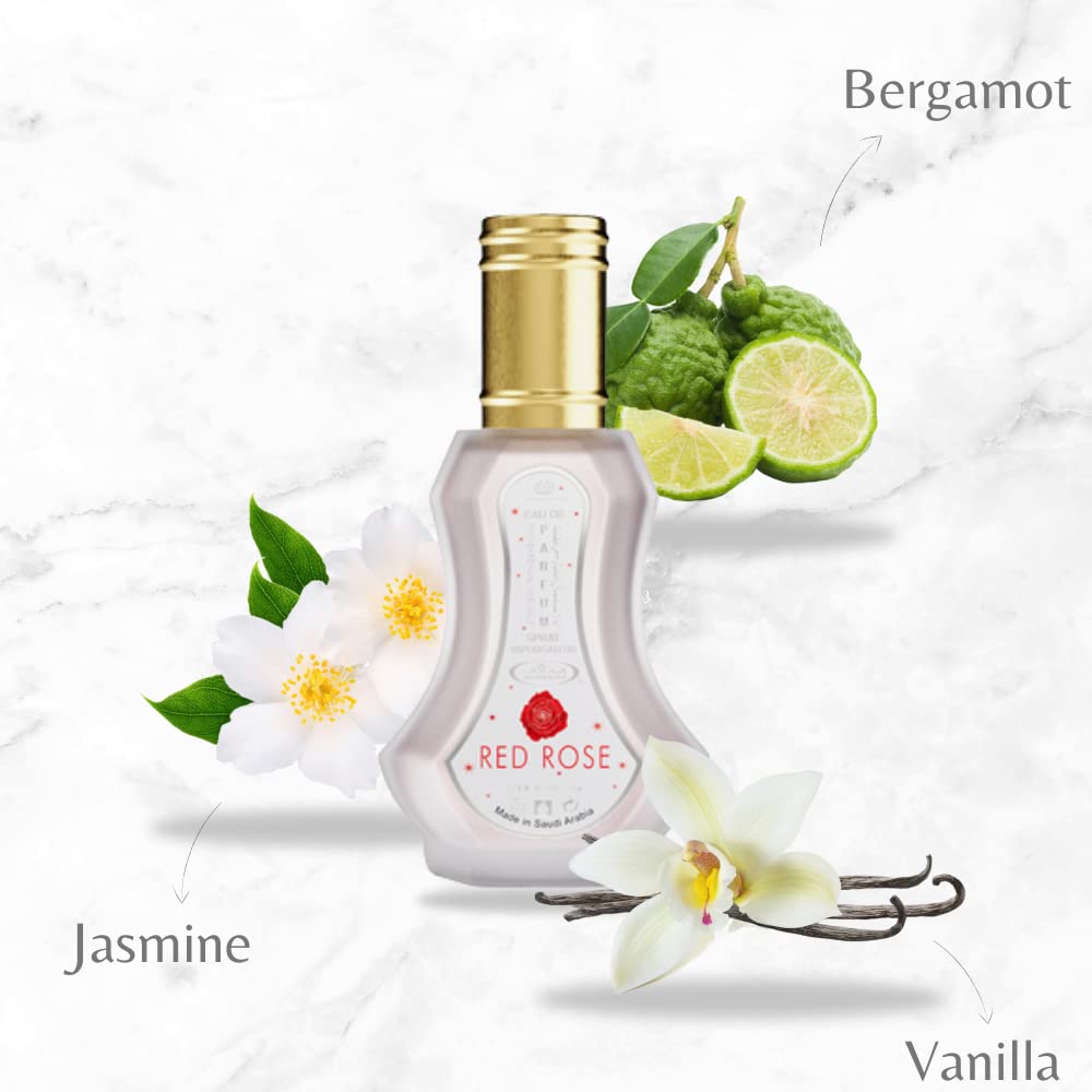 Al Rehab Red Rose, Long-Lasting, Exotic,100% Authentic-Eau de Parfum Spray for Women, Essence of red rose and Taif rose in the top notes- 1.2 Ounce / 35ml.