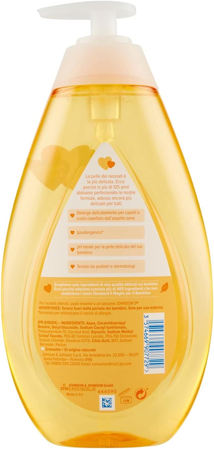 Johnson's Baby Shampoo, Hypoallergenic, No More Tears Shampoo for Baby's Delicate Scalp & Skin, Gently Washes Away Dirt & Germs, Paraben-Free-750ml