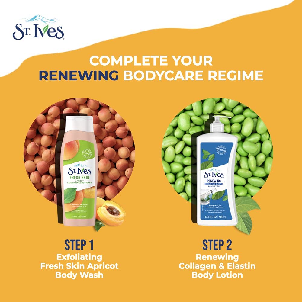 St. Ives Renewing Collagen Elastin Body Lotion with Soybean Oil, Organic Renewing Lotion for Smooth & Deeply Hydrated Skin-Paraben-Free & Non-Greasy-621ml.
