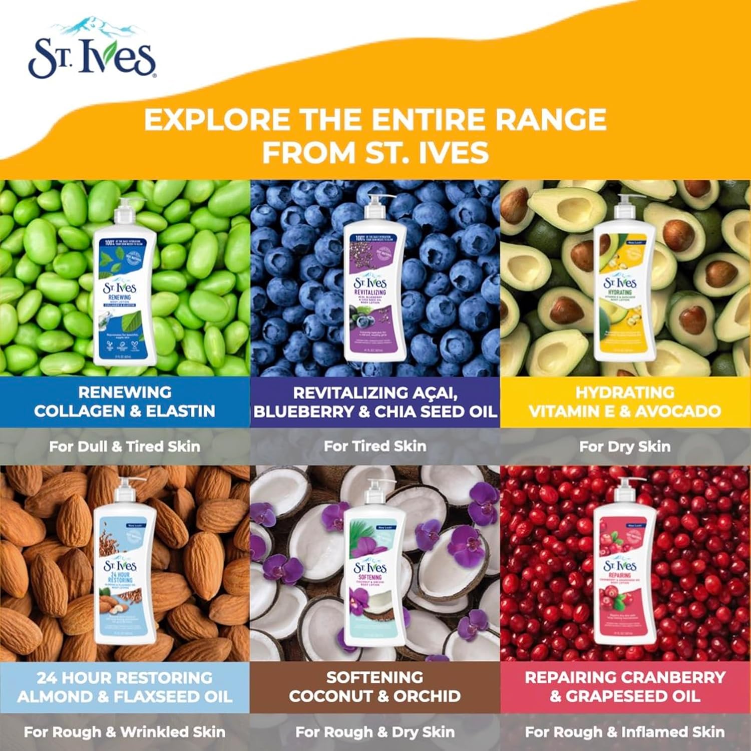 St. Ives Renewing Collagen Elastin Body Lotion with Soybean Oil, Organic Renewing Lotion for Smooth & Deeply Hydrated Skin-Paraben-Free & Non-Greasy-621ml.