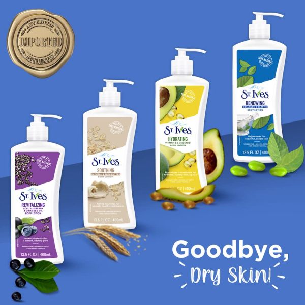 St. Ives Renewing Collagen Elastin Body Lotion with Soybean Oil, Organic Renewing Lotion for Smooth & Deeply Hydrated Skin-Paraben-Free & Non-Greasy-621ml.