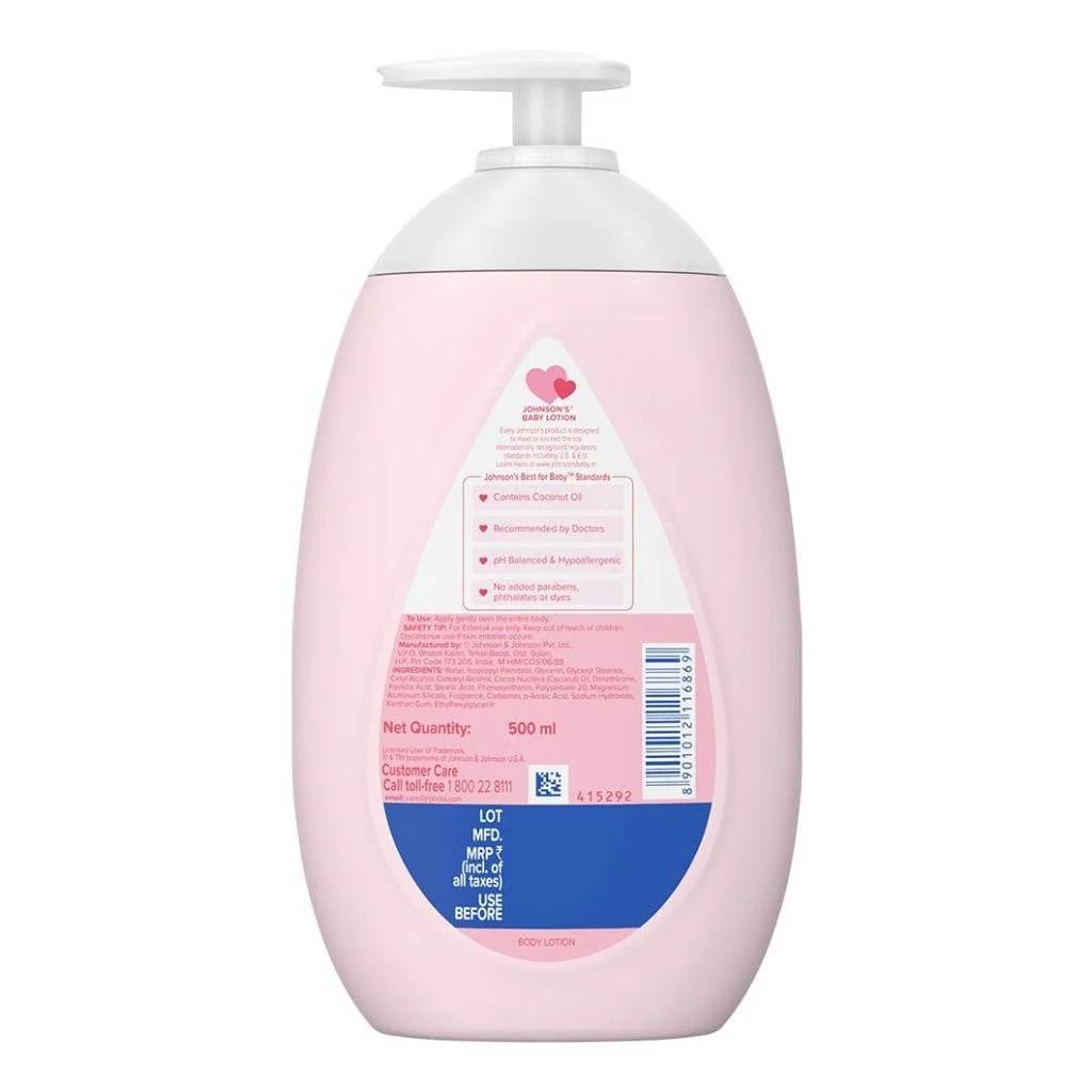 Johnson's Baby Lotion (1 x 500 ml) Nourishing and Mild Baby Body Lotion for Delicate Skin with Coconut Oil for 24h Moisture Protection, Hypoallergenic Baby Lotion For New Born.