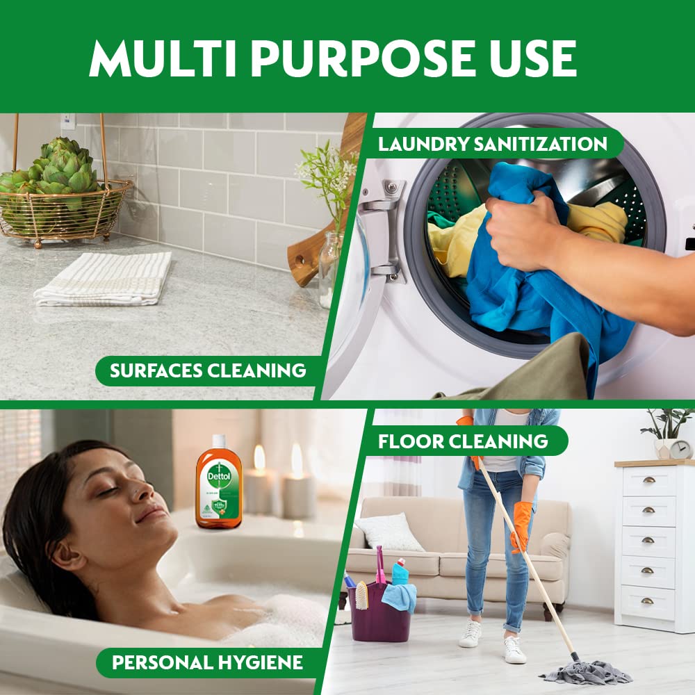 Dettol Antibacterial and All Purpose Disinfectant, Antiseptic Liquid for First Aid, Surface Disinfection and Personal Hygiene (Kills 99.9% of Bacteria and Viruses) - 4 Liters.