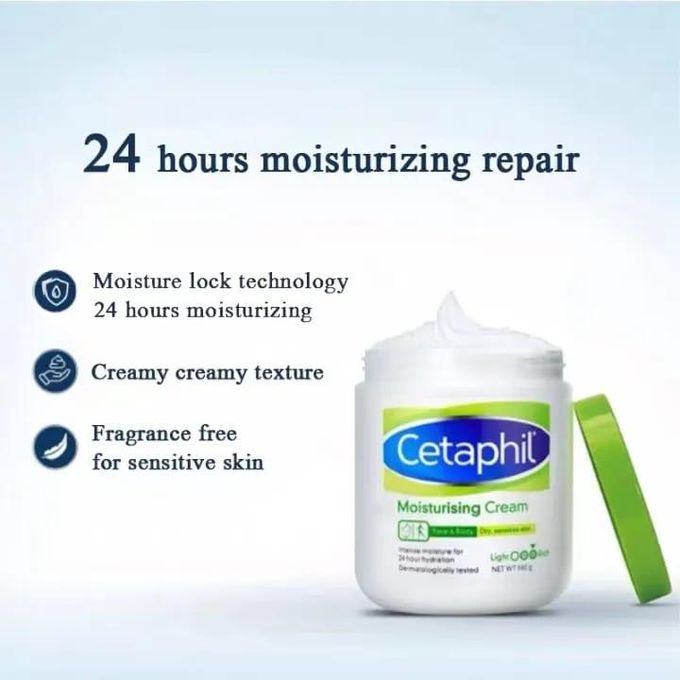 Cetaphil Moisturizing Face & Body Cream for All Skin Types Dry,Sensitive, and Damaged Skin, Moisturizes Up to 48 Hours-Fragrance Free Leaving skin feeling softened, smoothed, and comfortable-550G.