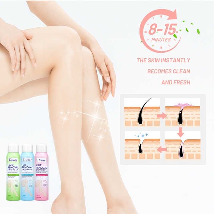 Disaar Painless Natural Body Hair Removal Spray Foam for Legs, Arms, Underarms, Chest, Back for Men and Women Skin Care in all skin Types for a Long-Lasting Smoothness in Less than 10 minutes-150mL