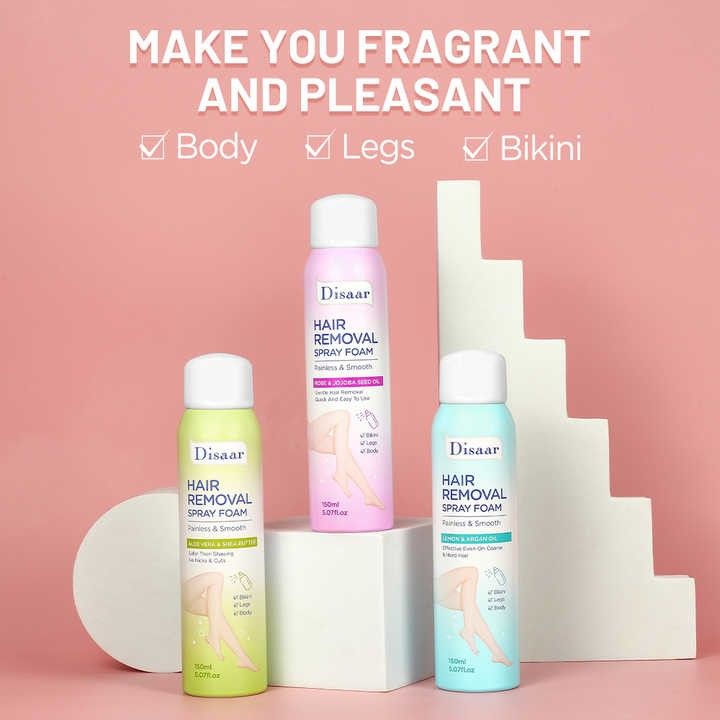 Disaar Painless Natural Body Hair Removal Spray Foam for Legs, Arms, Underarms, Chest, Back for Men and Women Skin Care in all skin Types for a Long-Lasting Smoothness in Less than 10 minutes-150mL
