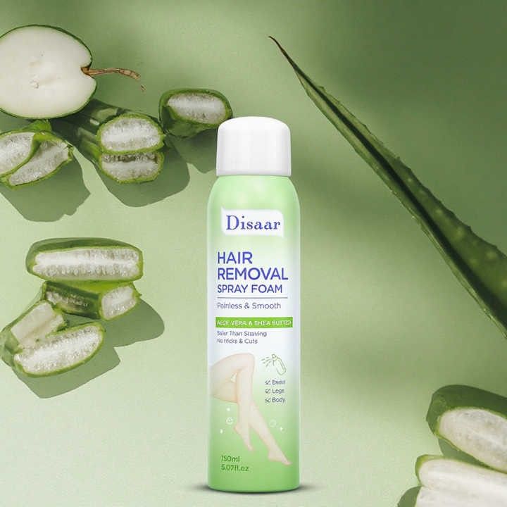 Disaar Painless Natural Body Hair Removal Spray Foam for Legs, Arms, Underarms, Chest, Back for Men and Women Skin Care in all skin Types for a Long-Lasting Smoothness in Less than 10 minutes-150mL