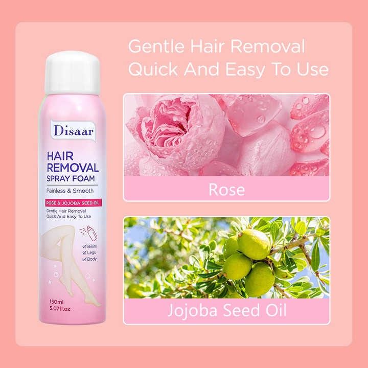 Disaar Painless Natural Body Hair Removal Spray Foam for Legs, Arms, Underarms, Chest, Back for Men and Women Skin Care in all skin Types for a Long-Lasting Smoothness in Less than 10 minutes-150mL