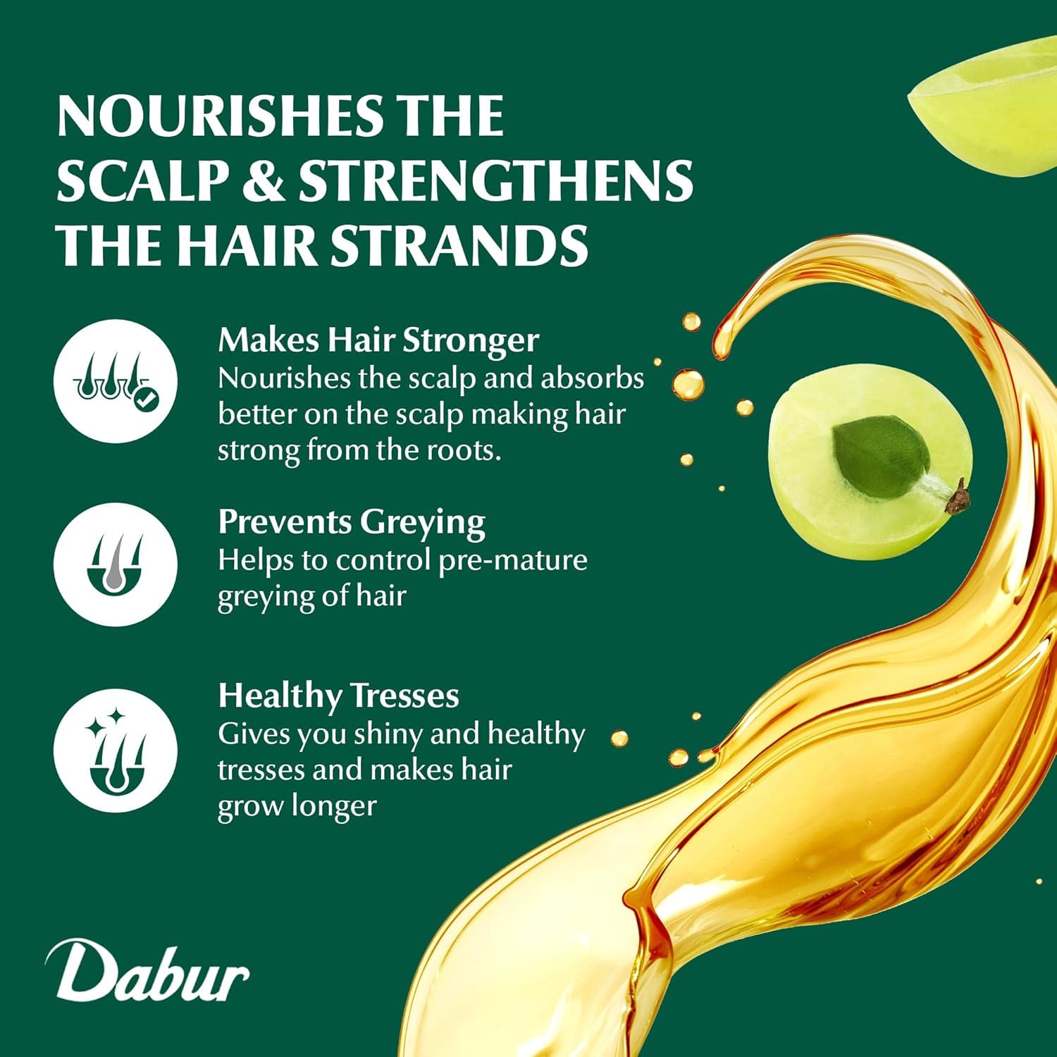 Dabur Amla Hair Oil With Natural Extracts Promotes Nourishment For Long, Strong, & Dark Hair for Men & Women, for Healthy, Moisturized Hair and Scalp (500ml) PLUS A FREE WIDE-Toothed COMB.