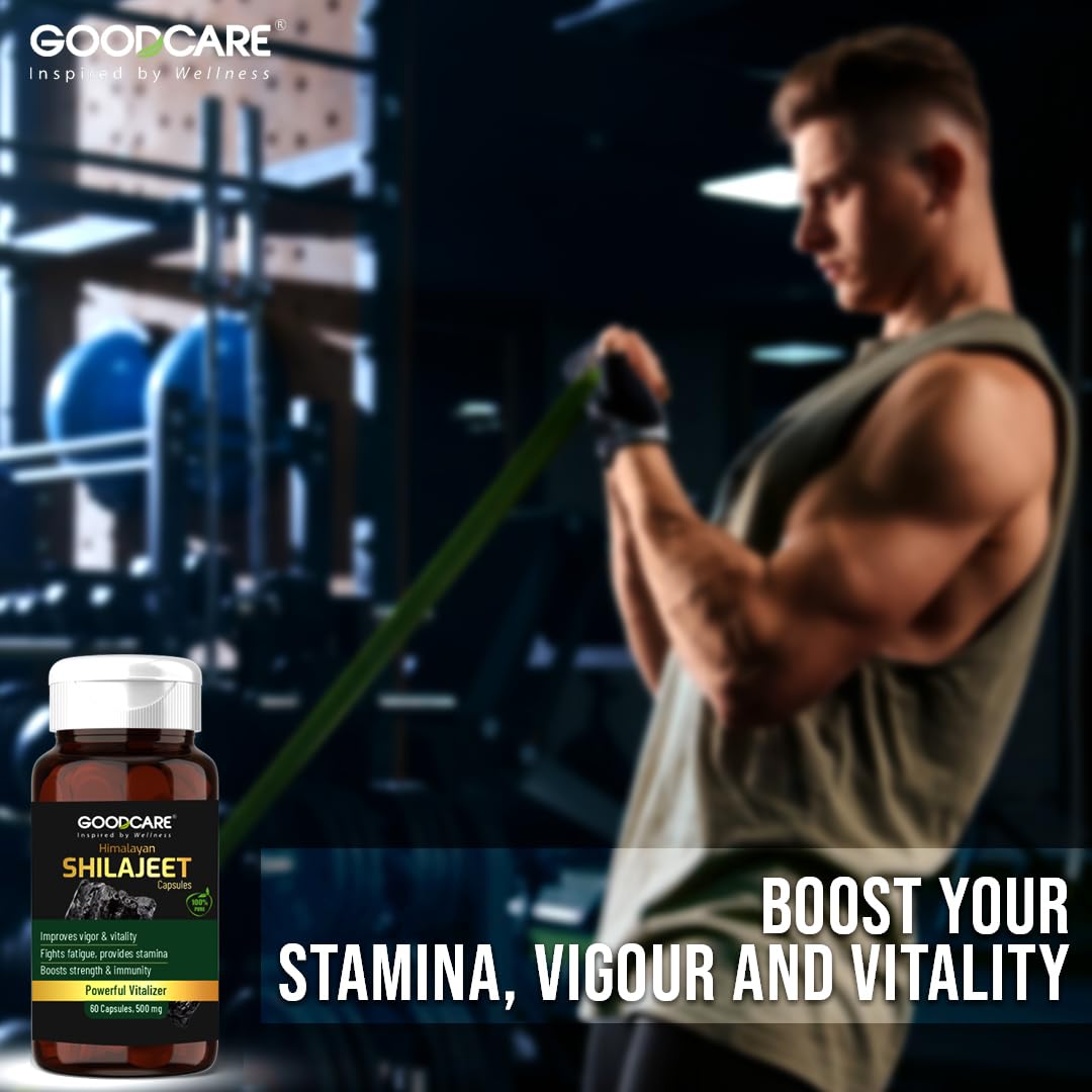 GOODCARE Pure Natural & Ayurvedic Himalayan Shilajit/Shilajeet  Performance Booster For Endurance and Boosts Strength and Stamina, energy & immunity, Improves Vigor and Vitality- 30 /15 DAYS Capsules