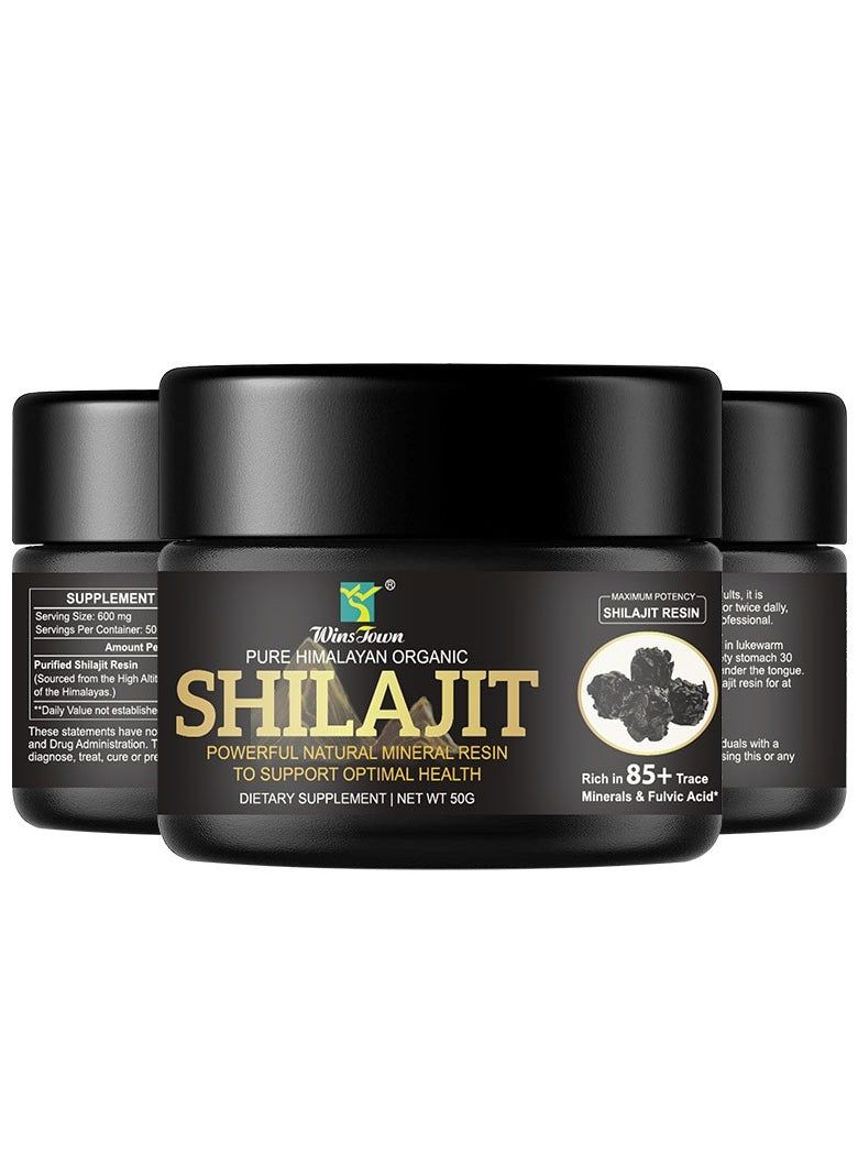 Himalayan Pure Organic Shilajit Resin 50g for Men & Women,Rich in 85+ Trace Minerals-Fulvic & Humic Acid, Natural Energy & Muscle Support, Vitality & Wellness Supplement PLUS A FREE SPOON,100 Serving.