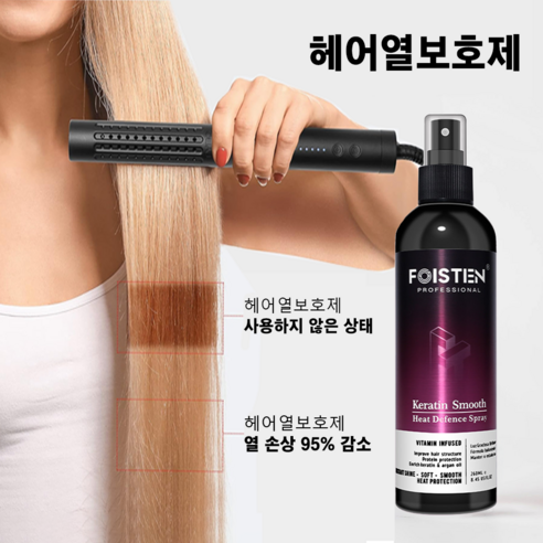 FOISTEN Heat Protectant Spray with Argan Oil, Keratin and Vitamins - Professional Grade Thermal Protector, Leave-in Conditioner, Anti-frizz, Shine and Rinse Free Formula Spray with Free Edge Brush.