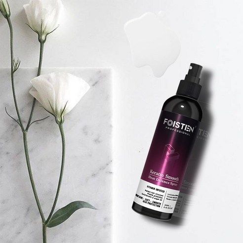 FOISTEN Heat Protectant Spray with Argan Oil, Keratin and Vitamins - Professional Grade Thermal Protector, Leave-in Conditioner, Anti-frizz, Shine and Rinse Free Formula Spray with Free Edge Brush.