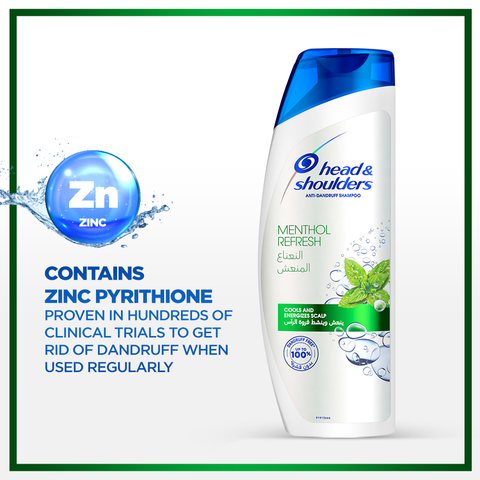 Head & Shoulders Menthol Refresh Anti-Dandruff Shampoo.Formulated With Natural Menthol, Provides Cooling Sensation and Revitalizes Hair & Scalp with a 3-action formula Cleanse, Protect and Moisturize.