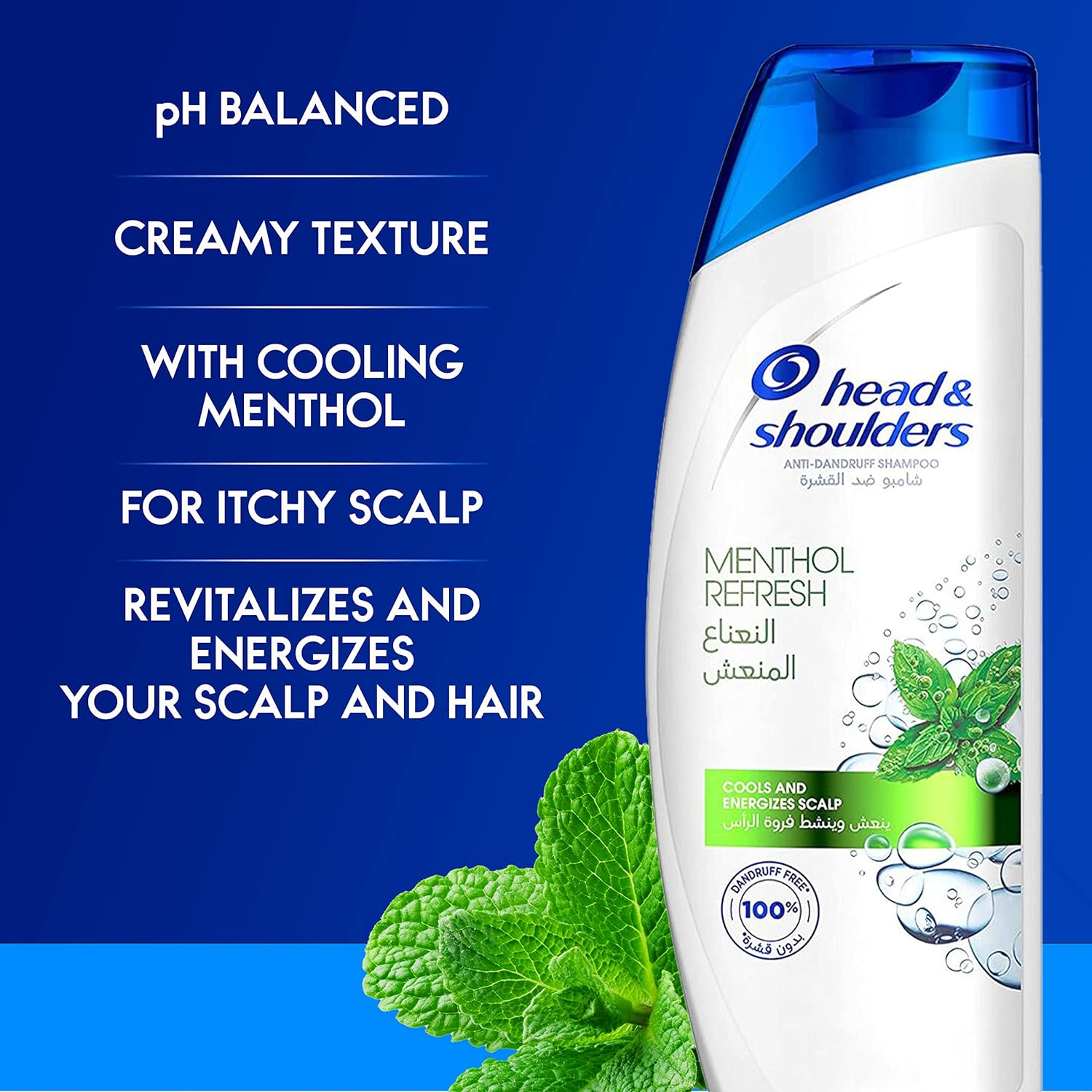 Head & Shoulders Menthol Refresh Anti-Dandruff Shampoo.Formulated With Natural Menthol, Provides Cooling Sensation and Revitalizes Hair & Scalp with a 3-action formula Cleanse, Protect and Moisturize.