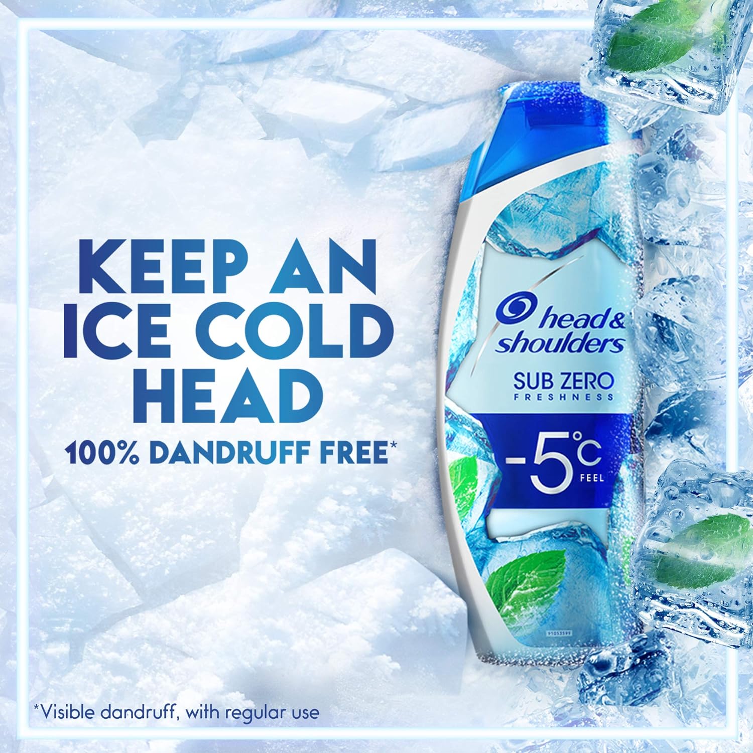 Head & Shoulders Sub-Zero Freshness removes up to 100% of visible dandruff for all hair Types:colored, chemically treated hair & leaves your scalp feeling intensely cool with a -5 °C sensation- 400ml.