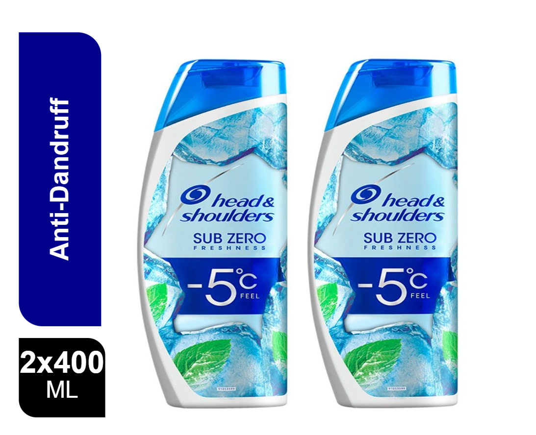 Head & Shoulders Sub-Zero Freshness removes up to 100% of visible dandruff for all hair Types:colored, chemically treated hair & leaves your scalp feeling intensely cool with a -5 °C sensation- 400ml.