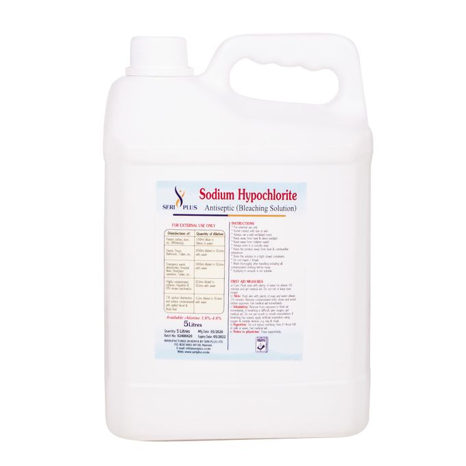 Sodium Hypochlorite (4.0-6.0 %) Sanitizer-Multipurpose Disinfectant Liquid. Antiseptic, Bleaching Solution-Disinfectant Surface & Floor Cleaner, Suitable For Floor & Bathroom, Ceramic, Granite-5 Ltrs.