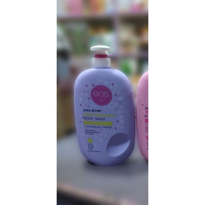 Eos Shea Better 24 Moisture Vanilla Cashmere Body Wash,7 Nourishing oils + Vitamin E Soothing protection for dry skin Creamy Gel Formula, Paraben & Phthalate Free-1000ml Plus-Free Wash Loofah Sponge.