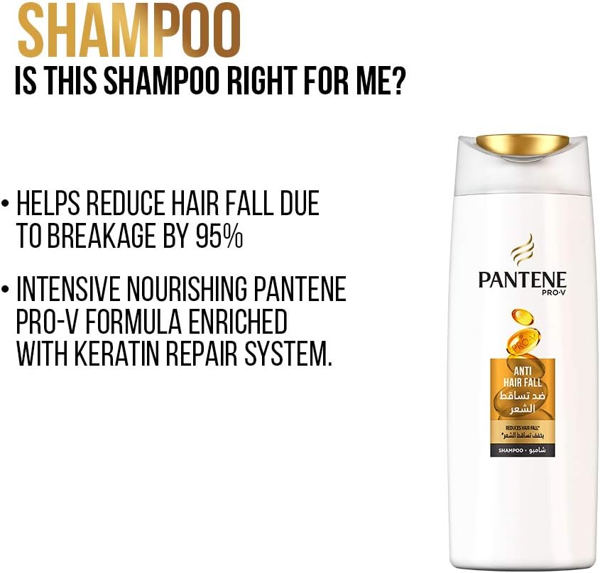 Pantene Pro-V Anti Hair Fall Shampoo 400 ml Plus Anti-Hair Fall Oil Replacement 350 ml Nourishing leave-on-Cream,(Strengthens Hair 2X More than Oil)-COMBO PACK.