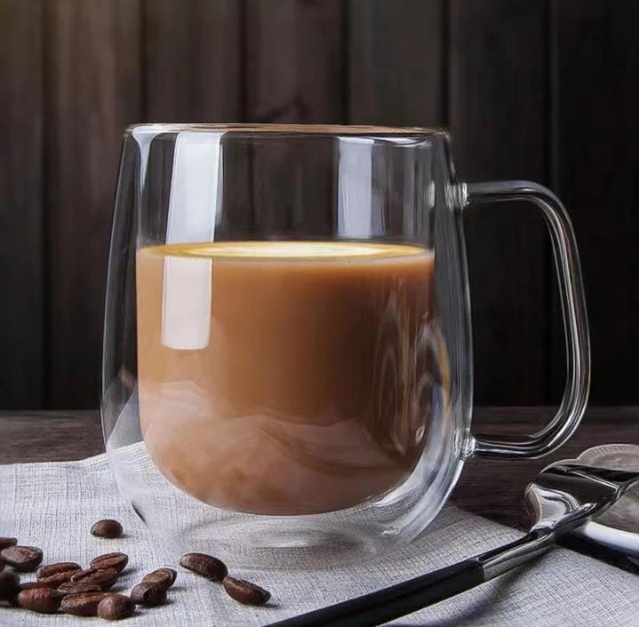 2Pcs Classy Double Wall Insulated Glass Coffee Mug Tea Cup