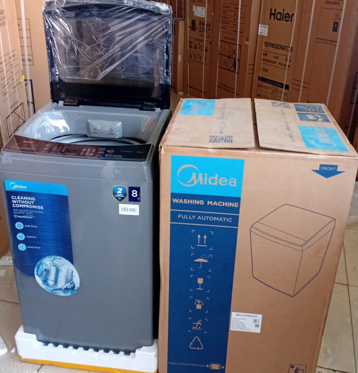 🛒 VALUE OFFER 🛒 -                                                                          [OFFER!!! OFFER !!! ] 1 pc elegant high quality classy Midea 8kg Full Automatic Top Loader Washing Machines