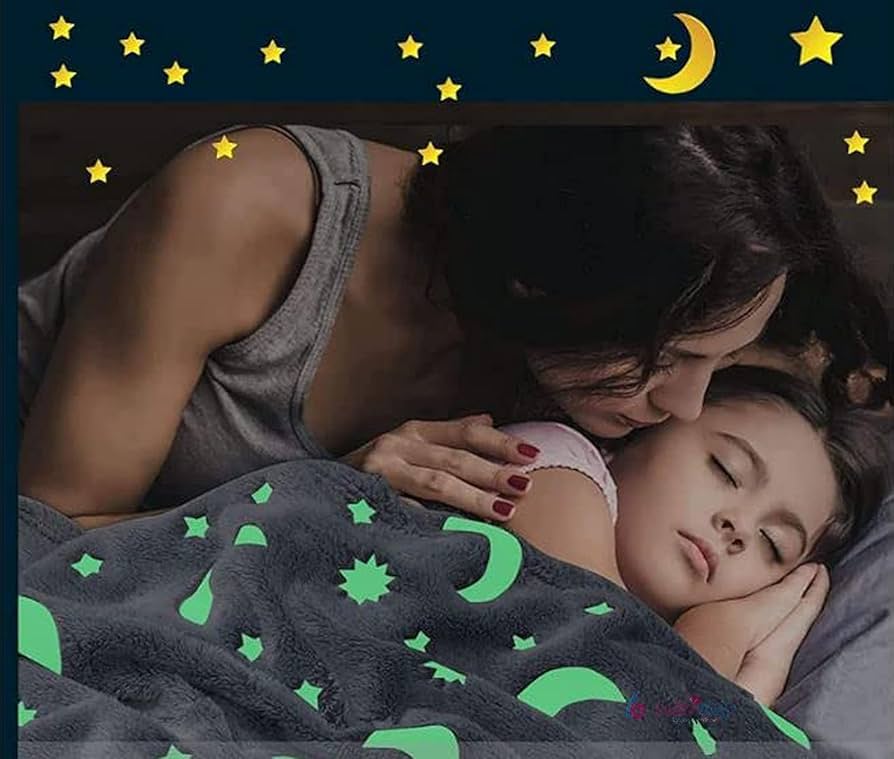 [ 180 x 200cm ]  1Pc Classy Very Fancy Magic glow in the dark fleece blanket