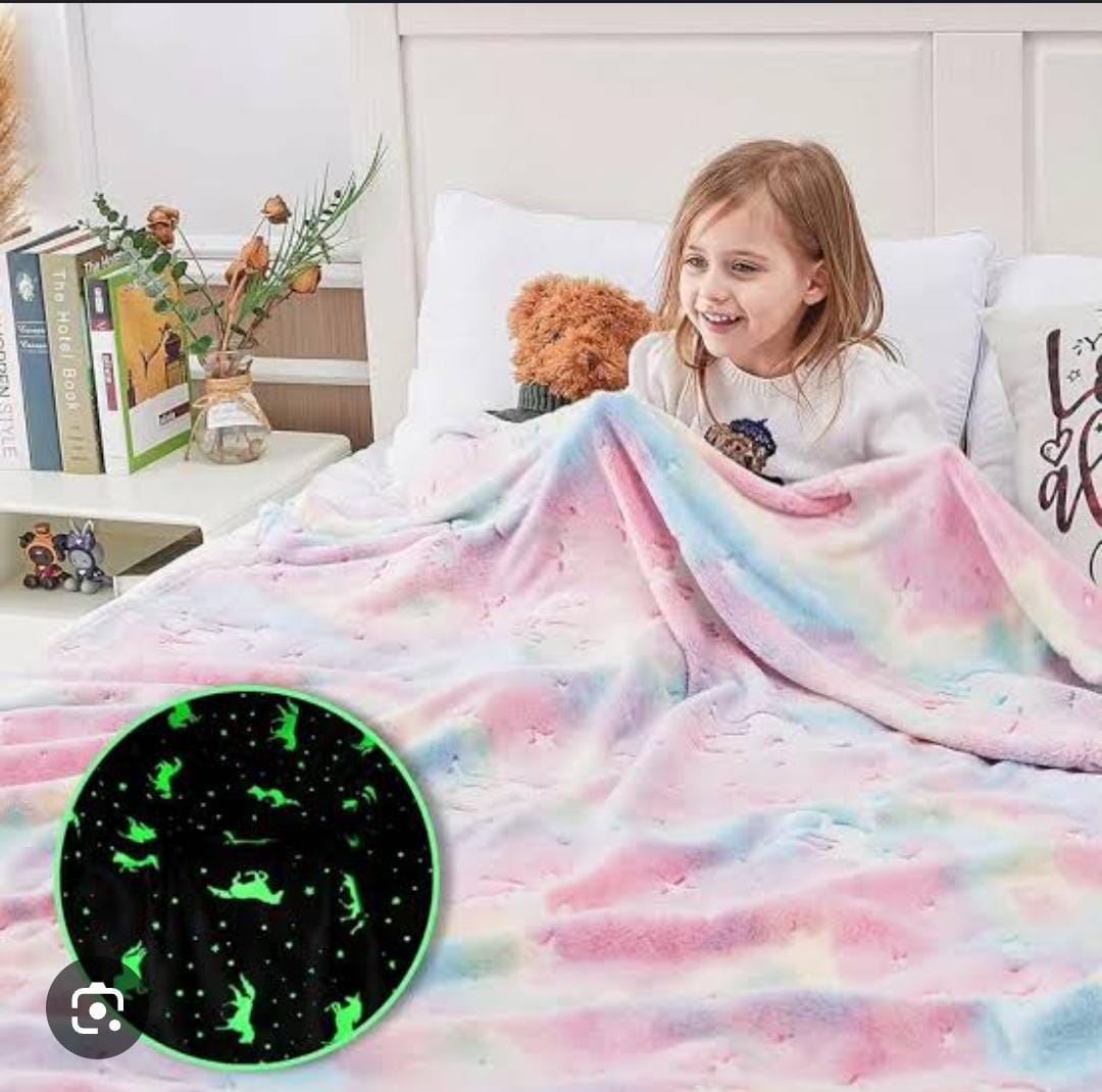 [ 180 x 200cm ]  1Pc Classy Very Fancy Magic glow in the dark fleece blanket