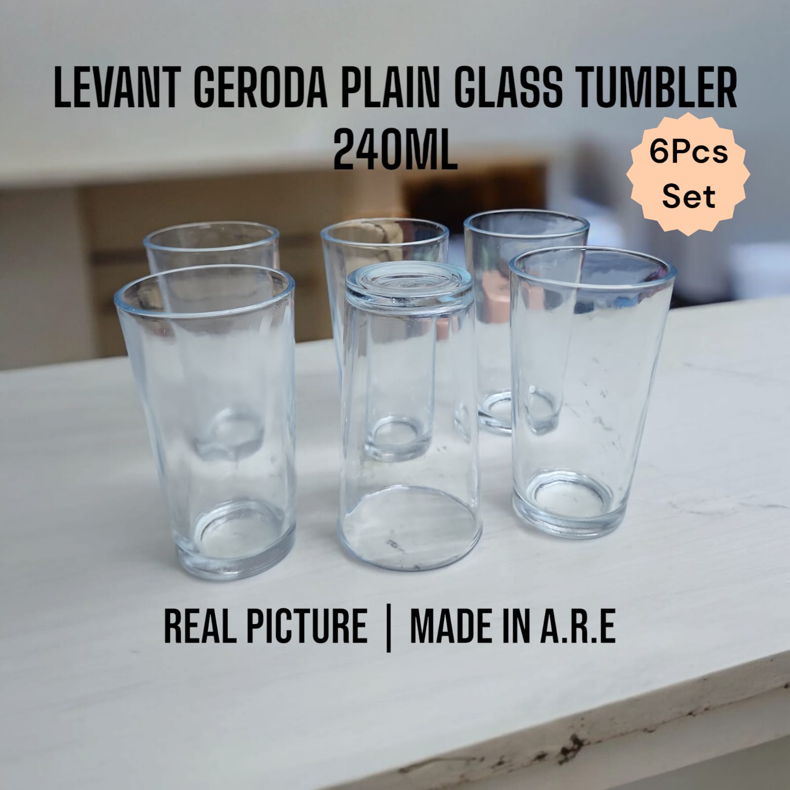 [📍LATEST OFFER📍🤑DONT MISS OUT 🤑!!! 12Pcs Classy High Quality Levant Geroda Plain Glass Tumbler 240ml