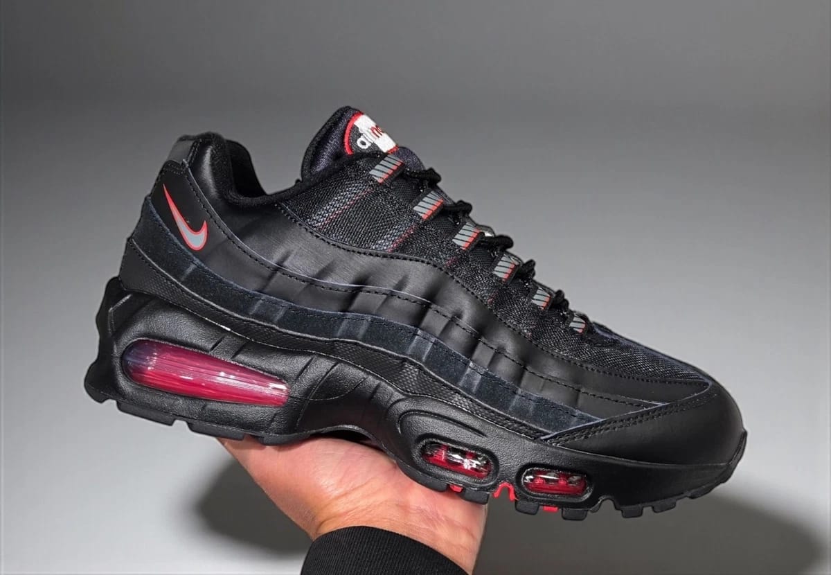 🔥💥 LIMITED OFFER 💥🔥 - Air Max 95 ‘Bred’ Premium Men’s Sneakers with Genuine Leather, EVA Cushion Insole, Rubber Outsole & Lace-Up Closure at Affordable Price